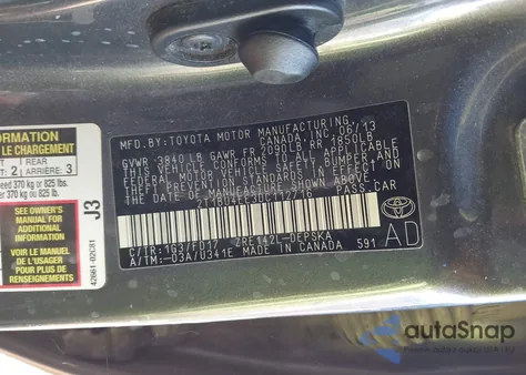 2013 Toyota Corolla S z USA, uszkodzony, nr VIN 2T1BU4EE3DC112716